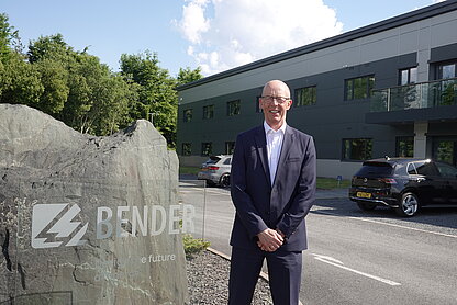Image of Tim Checketts, Commercial Director outside of the Bender UK building.