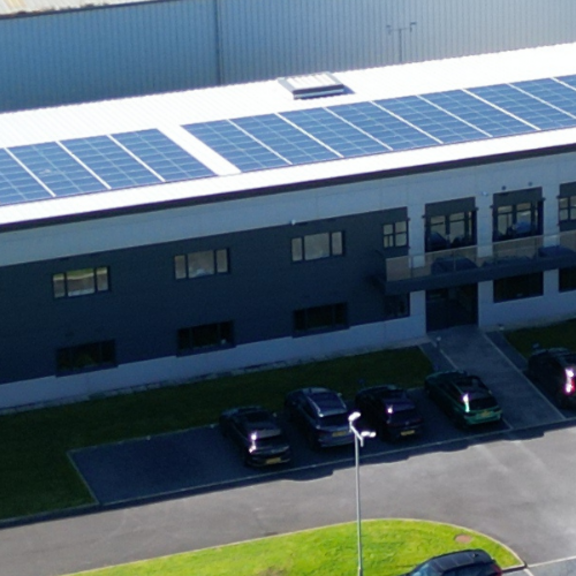 Aerial image of the Bender UK office building