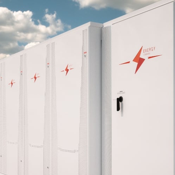 Application image of various battery energy storage systems all lined next to each other