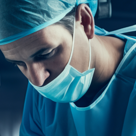 Surgeons operating on a patient wearing theatre robes