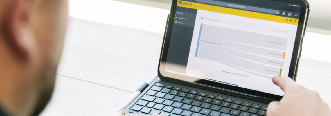 Engineer reviewing powerscout energy consumption data