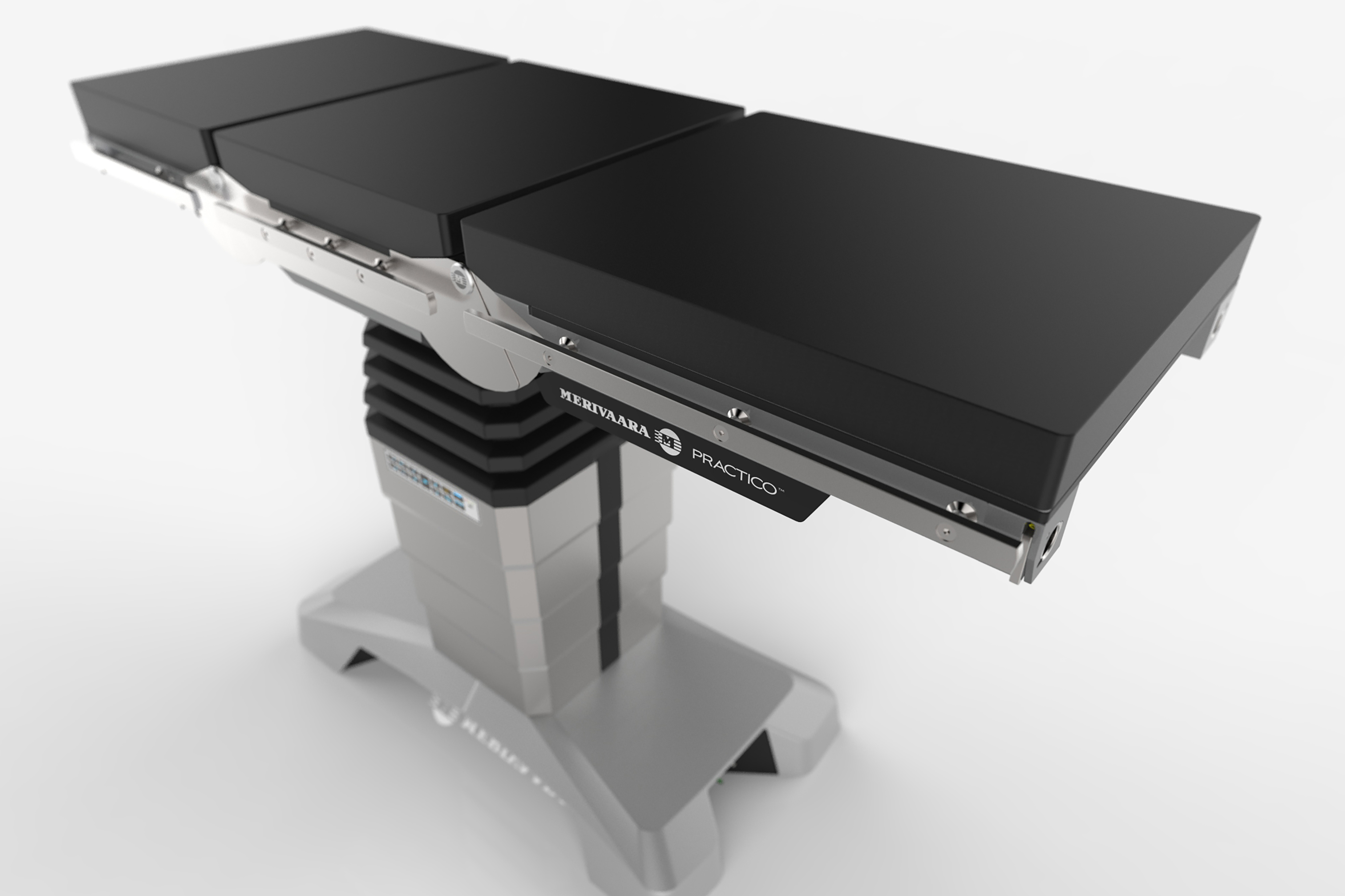 Operating table with grey and white background