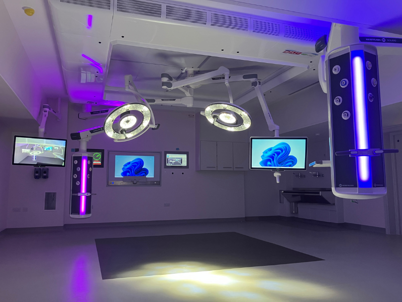Image of hospital installation with audio visual displays integrated