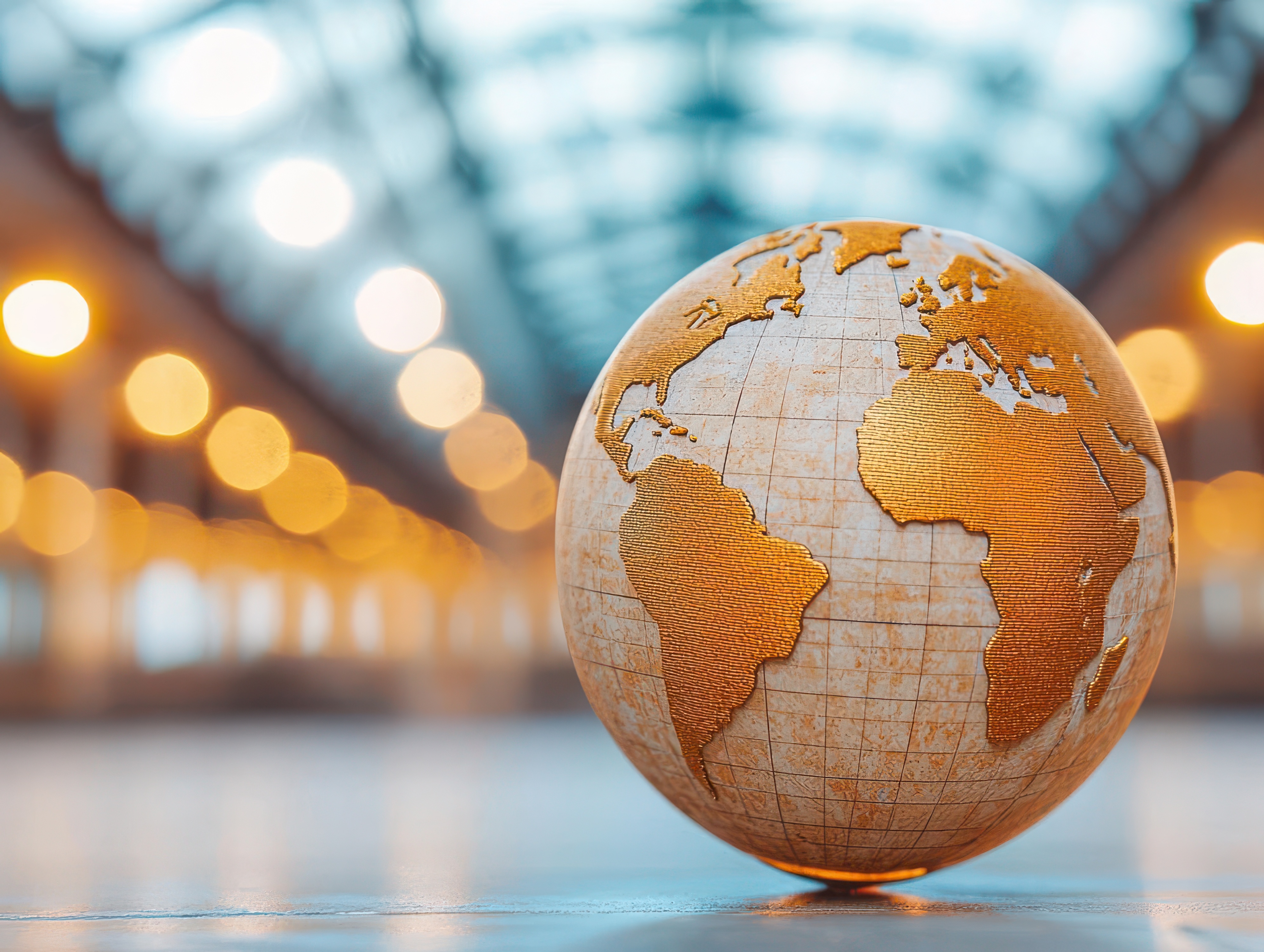 Globe image with lights fading into the background