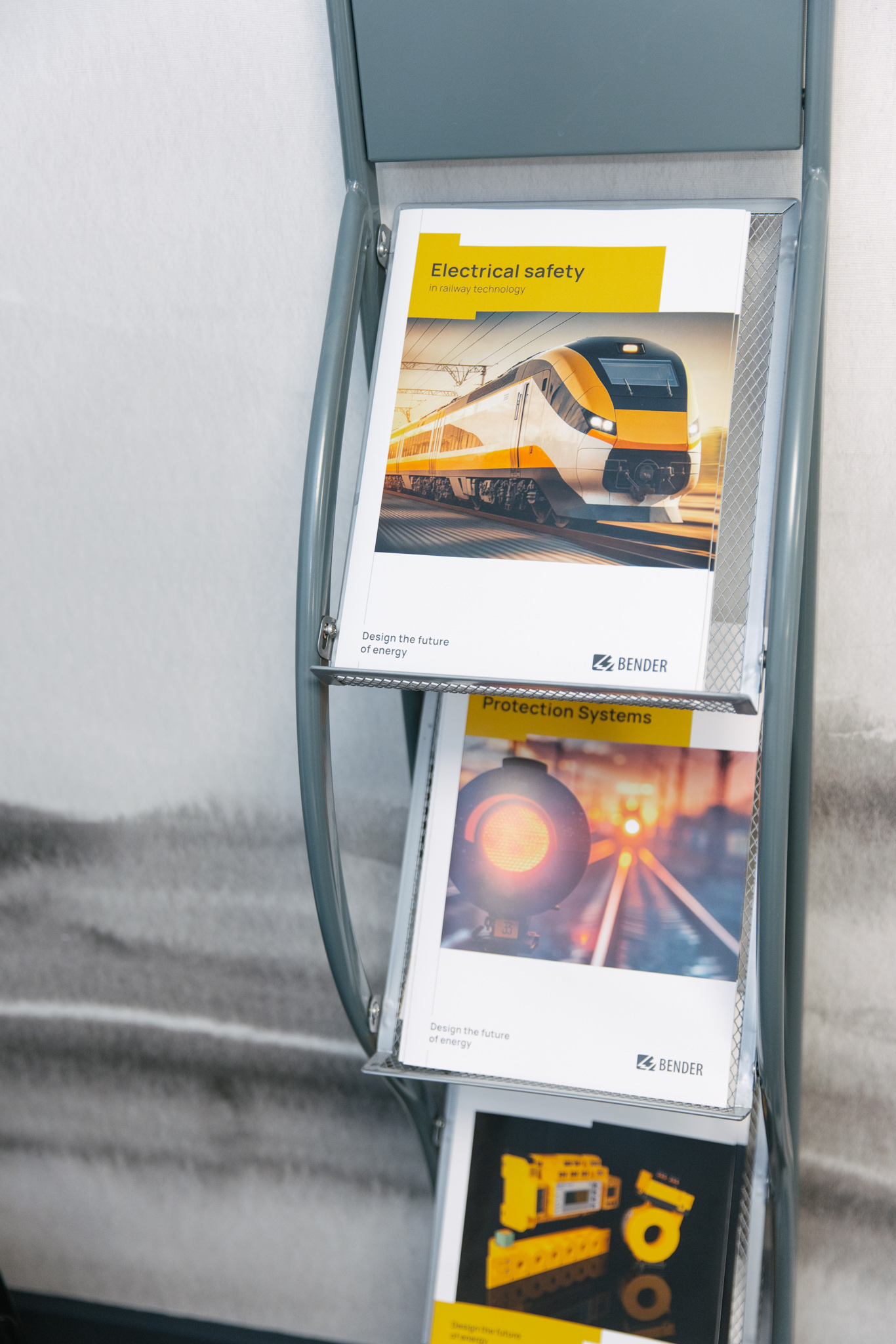 Image of bender brochures on a literature stand