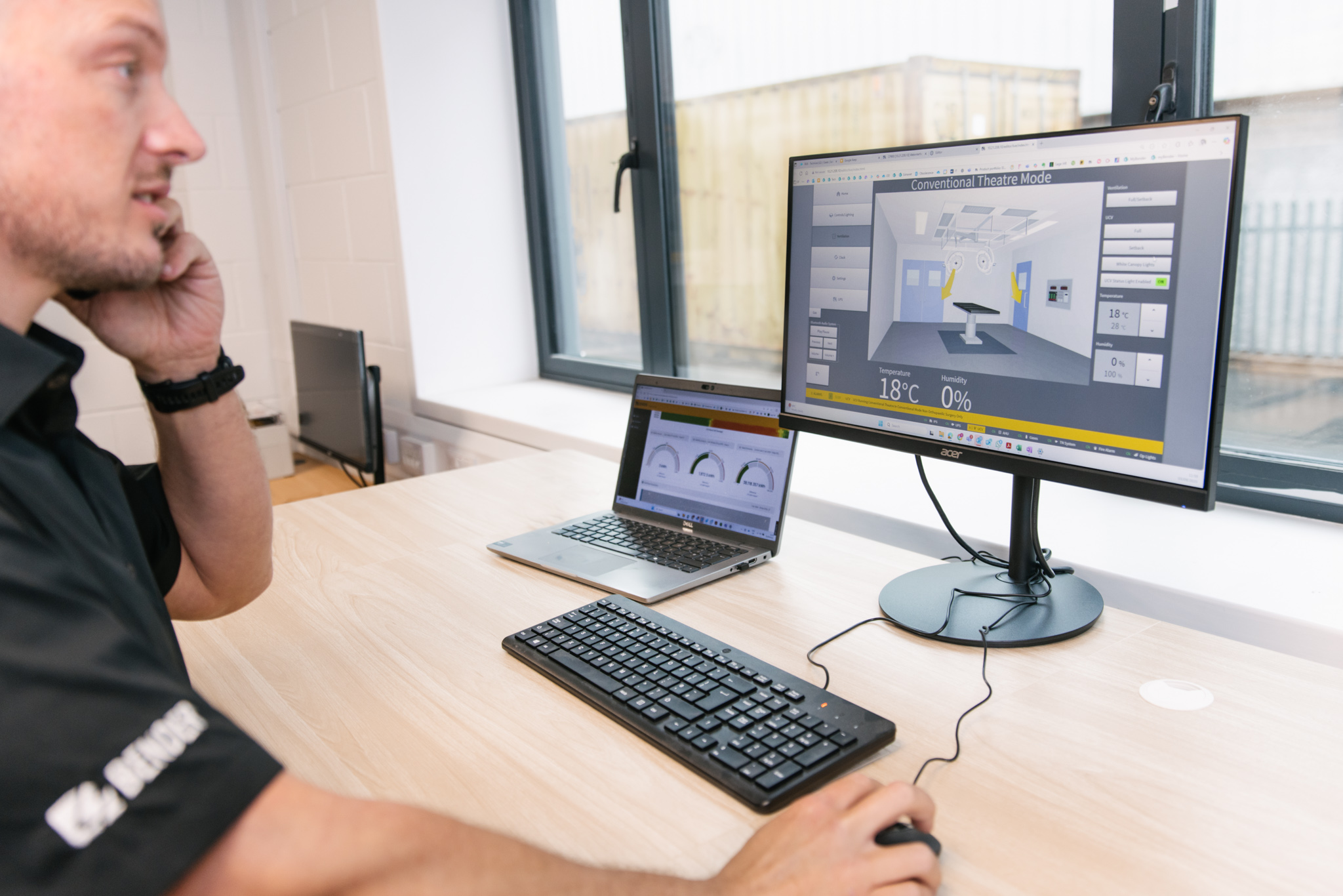 Healthcare engineer on a customer call