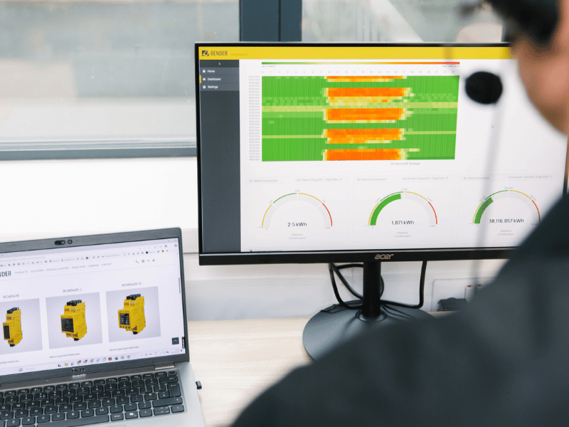 An image of a computer with the Bender Powerscout software on screen