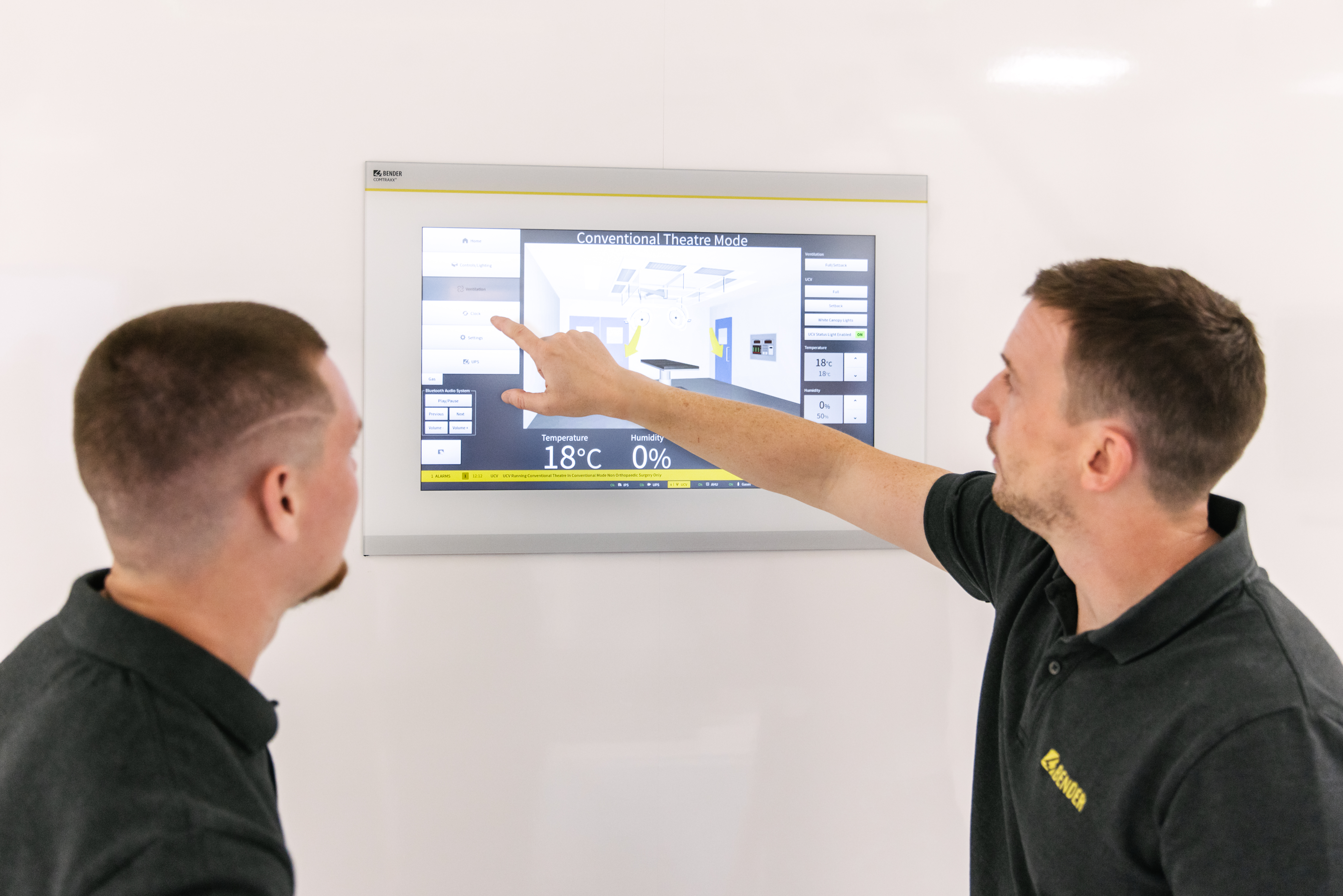 Engineers using the CP9 control panel by Bender UK