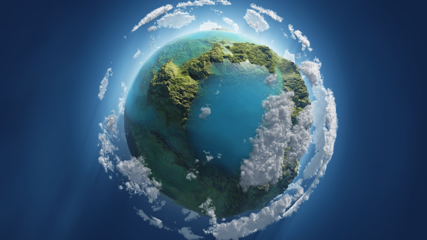 World image with blue background 